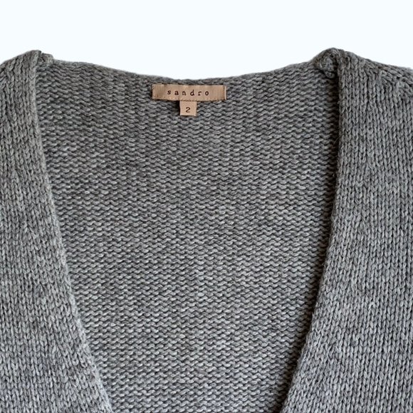 Sandro wool/alpaca V-neck neutral ombré pullover loose knit sweater - EU size 2 - Picture 4 of 11